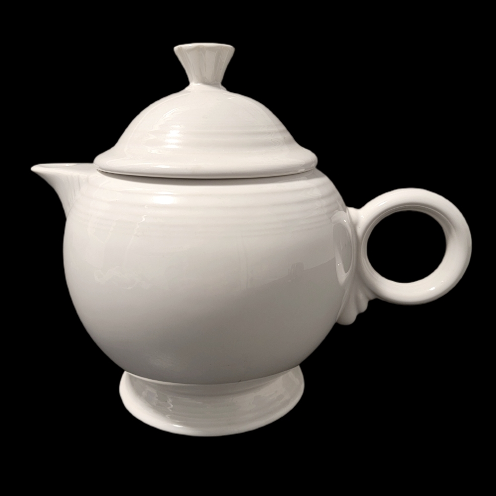 Homer Laughlin White Fiesta Fiestaware‎ Classic Ceramic Retro Teapot With Lid